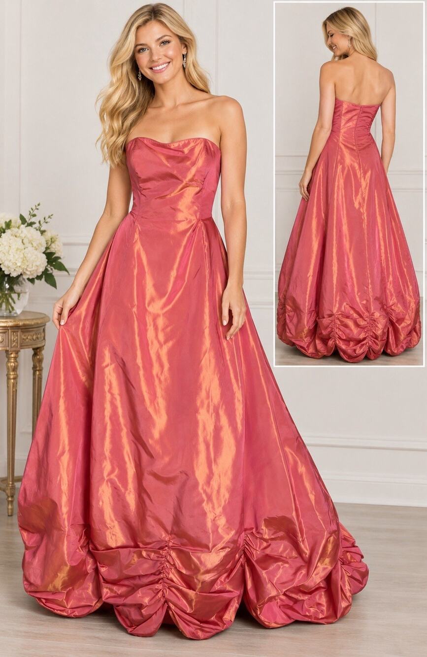 Vtg. Jessica McClintock Gunne Sax Formal Dress 9 Taffeta Peach Shimmering Gown
